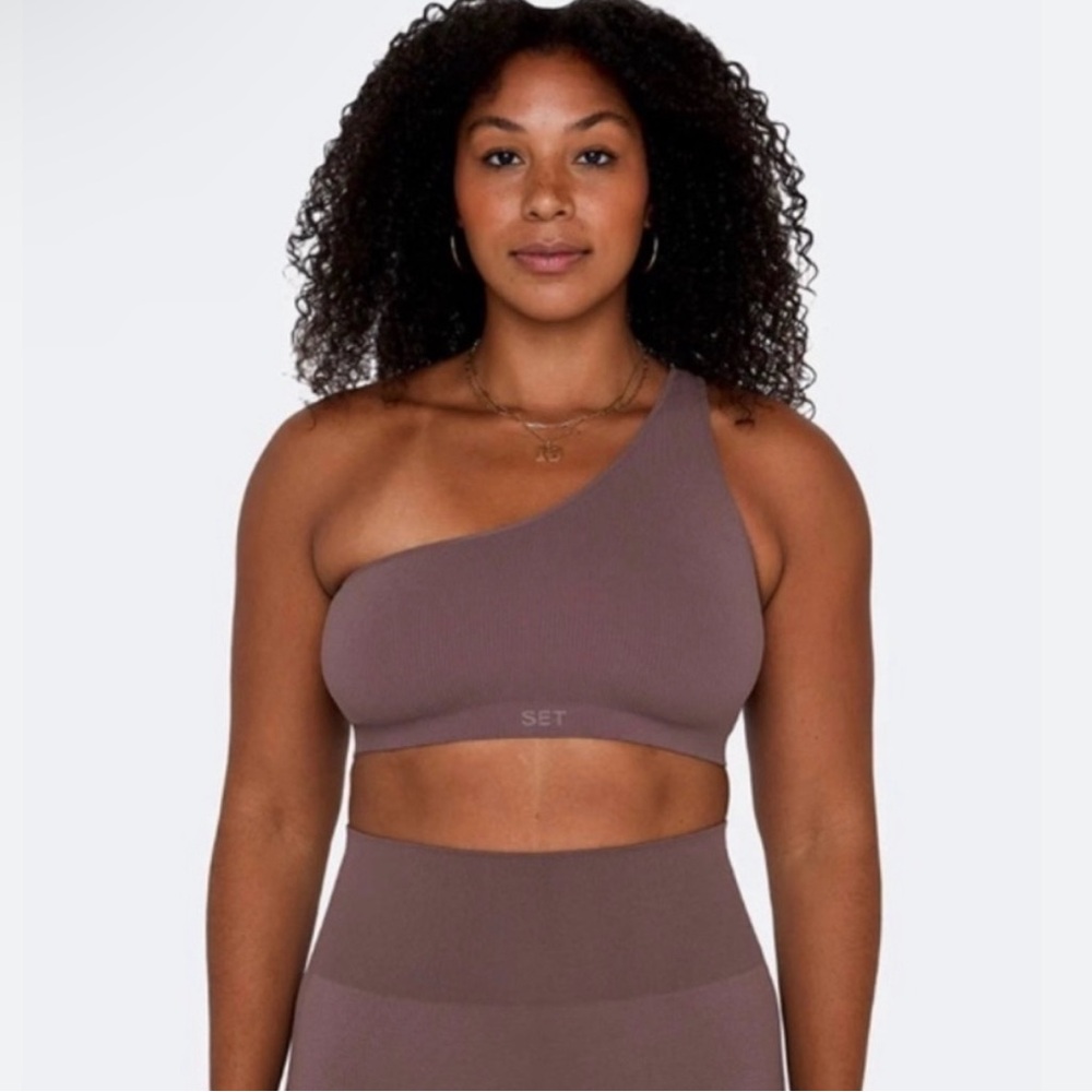 Set Active Sculptflex Ribbed One Shoulder Sports Bra (BRAND NEW)